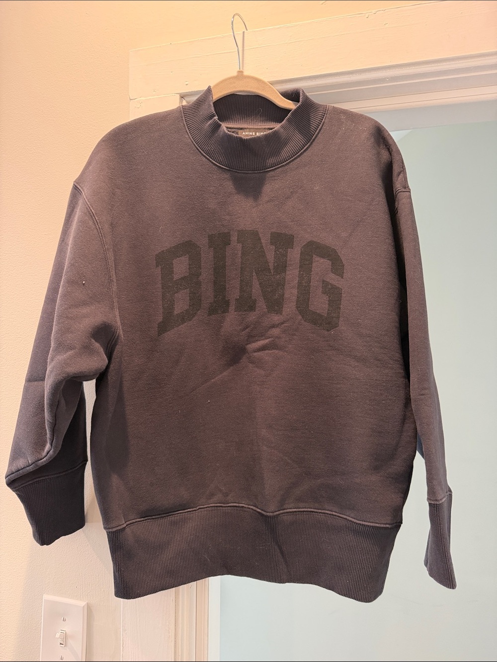 Anine Bing Women's Sweatshirt in Charcoal with BING Logo